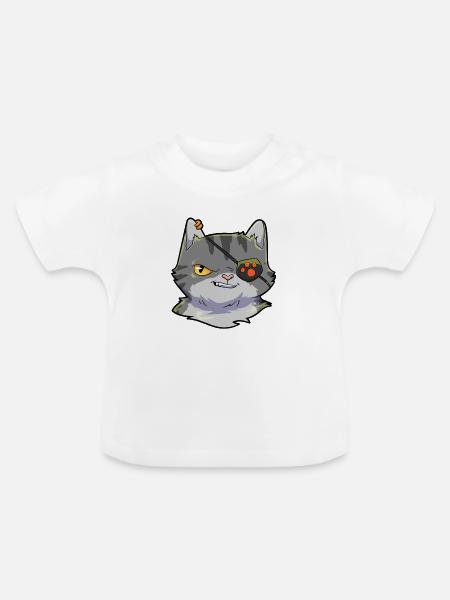 Katze Pirat - Baby Bio-T-Shirt mit Rundhals - Weiß