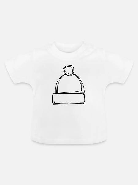 Pudelmütze handgezeichnet - Baby Bio-T-Shirt mit Rundhals - Weiß