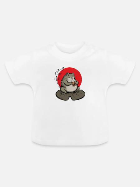 Kröte trinkt Bubble Tea Tuschezeichnung - Baby Bio-T-Shirt mit Rundhals - Weiß