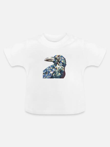 Kaleidoskop-Rabe Farbexplosion - Baby Bio-T-Shirt mit Rundhals - Weiß