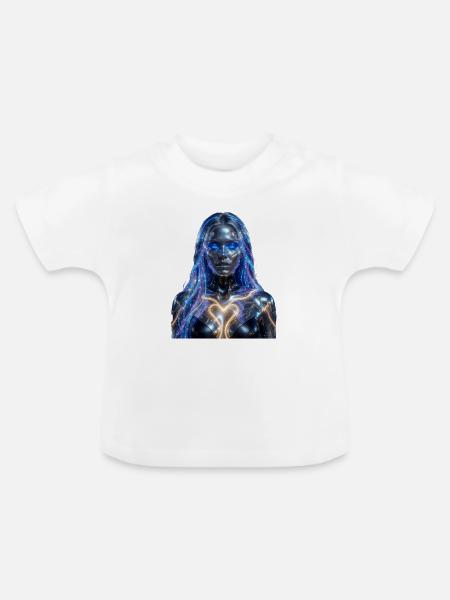 Neon-Cyborg mit erleuchtetem Herzen - Baby Bio-T-Shirt mit Rundhals - Weiß