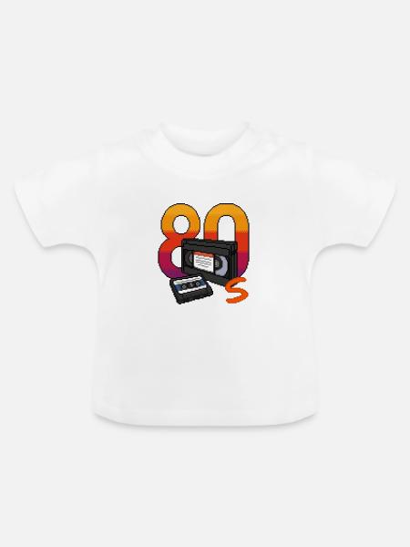 80er Retro - Baby Bio-T-Shirt mit Rundhals - Weiß