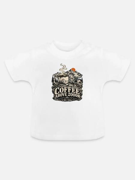 Coffee Above 2000M – Bergkaffee - Baby Bio-T-Shirt mit Rundhals - Weiß