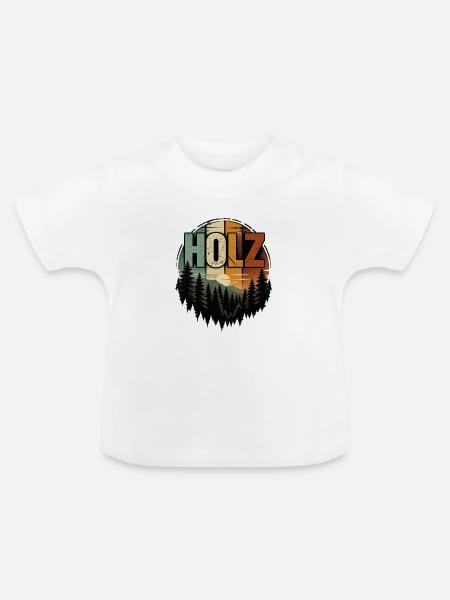 Holzwald Sunset Logo - Baby Bio-T-Shirt mit Rundhals - Weiß