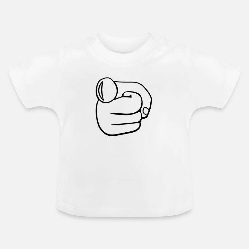 Finger-Point Mono - Baby Bio-T-Shirt mit Rundhals - Weiß