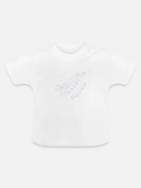 Sterne,stern, bunte Sterne - Baby Bio-T-Shirt mit Rundhals - Weiß