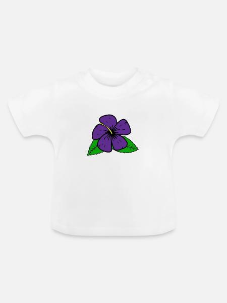 Blüte lila - Baby Bio-T-Shirt mit Rundhals - Weiß