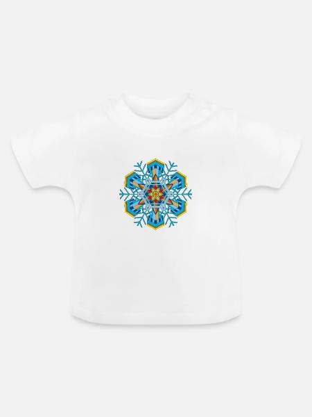 Schneeflocken Mandala - Baby Bio-T-Shirt mit Rundhals - Weiß