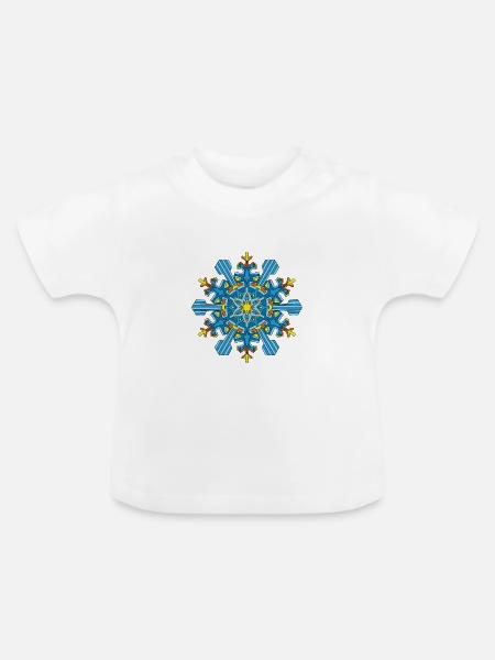 Schneeflocken Mandala - Baby Bio-T-Shirt mit Rundhals - Weiß