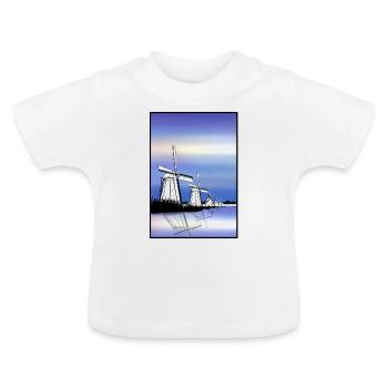 Moulins à vent de Kinderdijk - T-shirt bio col rond Bébé - blanc - Devant