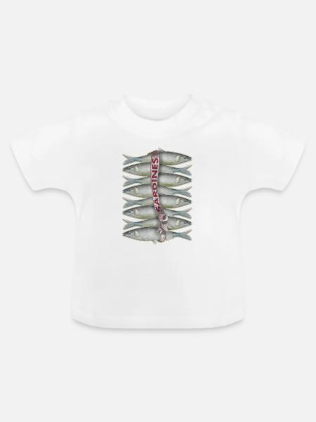 Sardinen in einem Fischgeschäft - Baby Bio-T-Shirt mit Rundhals - Weiß