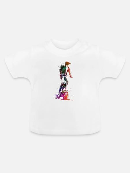 Elektroroller Sportkunst - Baby Bio-T-Shirt mit Rundhals - Weiß