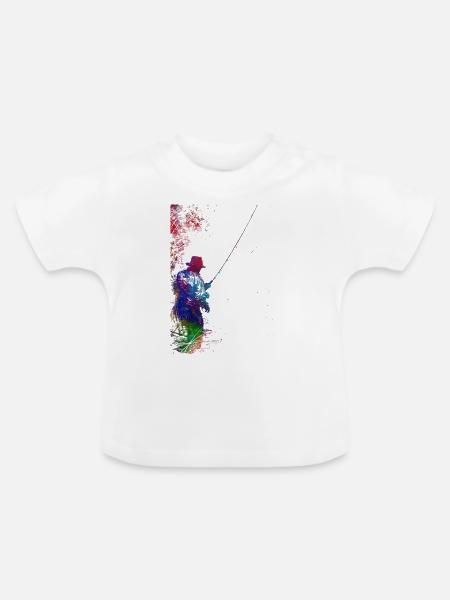 Angelsport Kunst #fishing - Baby Bio-T-Shirt mit Rundhals - Weiß