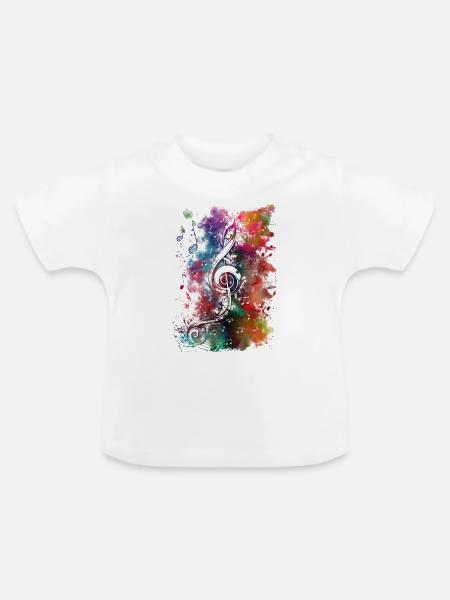 Violine Musiktaste - Baby Bio-T-Shirt mit Rundhals - Weiß