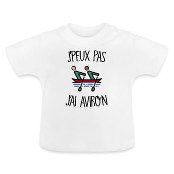J'peux pas j'ai aviron - T-shirt bio col rond Bébé - blanc - Devant