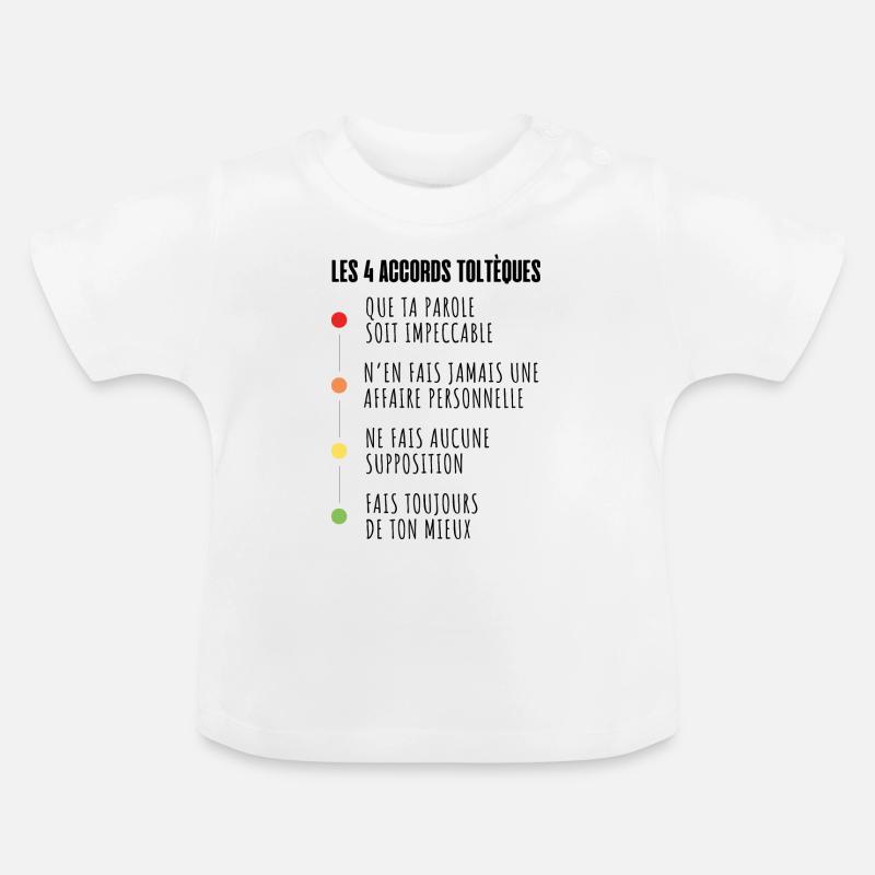 Les 4 accords toltèques - T-shirt bio col rond Bébé - blanc