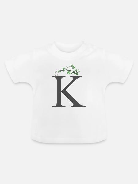 K mit Kleeblätter - Baby Bio-T-Shirt mit Rundhals - Weiß