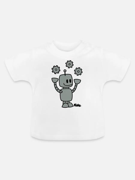 Roboter (2c) - Baby Bio-T-Shirt mit Rundhals - Weiß