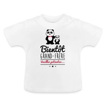 Bientôt grand frère, futur grand-frère - T-shirt bio col rond Bébé - blanc - Devant