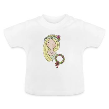 Middle Ages, flower girl, blonde, Rose - Baby Organic T-Shirt with Round Neck - white - Front