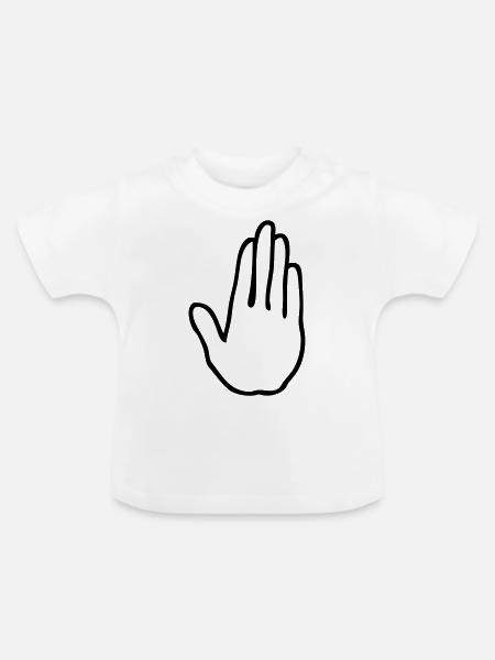 hand stop - Baby Bio-T-Shirt mit Rundhals - Weiß