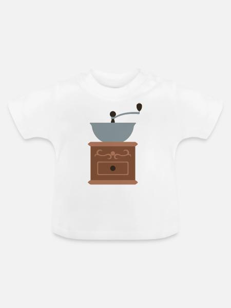 Kaffeemühle - Baby Bio-T-Shirt mit Rundhals - Weiß