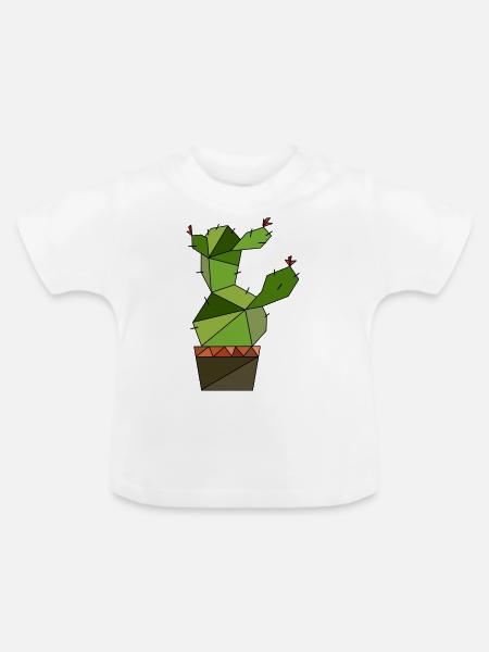 Kaktus geometrisch - Baby Bio-T-Shirt mit Rundhals - Weiß