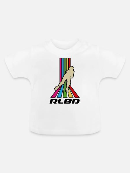 Rollerblade rainbow stripes - Baby Bio-T-Shirt mit Rundhals - Weiß