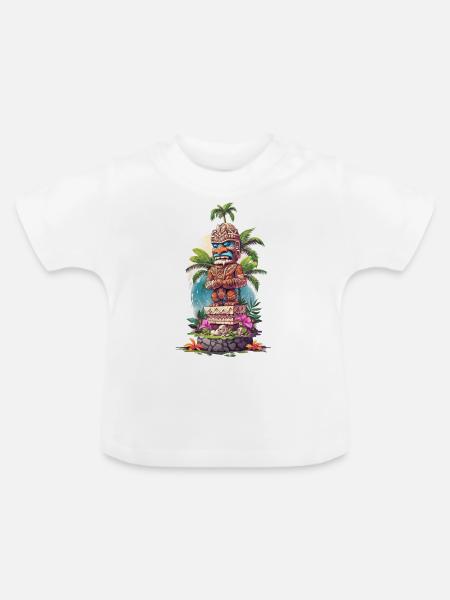 Tiki Statue - Baby Bio-T-Shirt mit Rundhals - Weiß