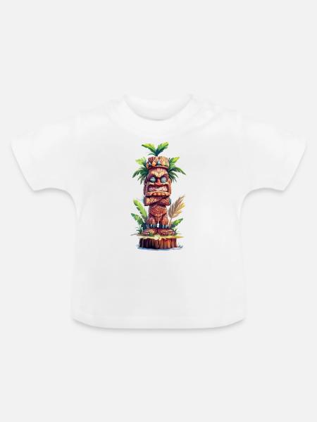 Tiki Statue - Baby Bio-T-Shirt mit Rundhals - Weiß