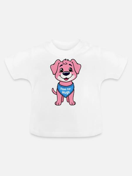 Entzückender rosa Welpe stehend - Baby Bio-T-Shirt mit Rundhals - Weiß