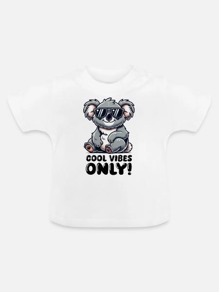 koalabär sonnenbrille cool - Baby Bio-T-Shirt mit Rundhals - Weiß