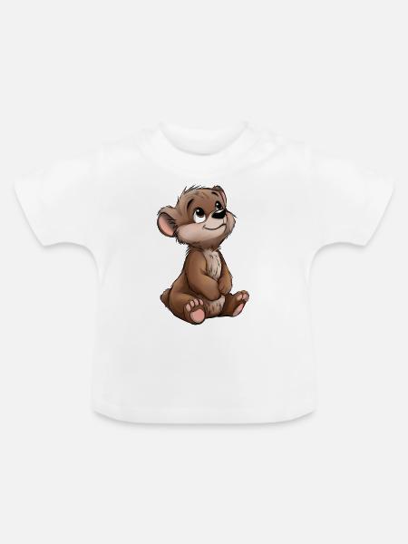 Niedlicher Bär - Baby Bio-T-Shirt mit Rundhals - Weiß