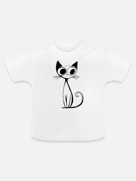 RetroCat Noir - Baby Bio-T-Shirt mit Rundhals - Weiß