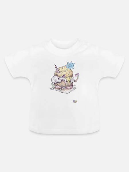 Einhorn Burger - Baby Bio-T-Shirt mit Rundhals - Weiß