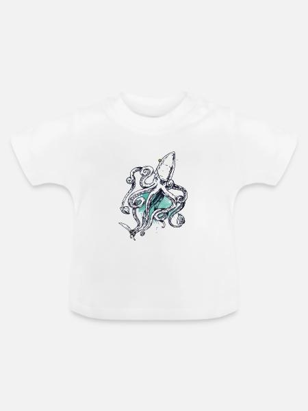 Piraten-Krake - Baby Bio-T-Shirt mit Rundhals - Weiß