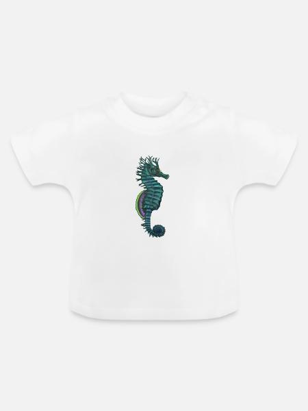 Hippocampus - Baby Bio-T-Shirt mit Rundhals - Weiß