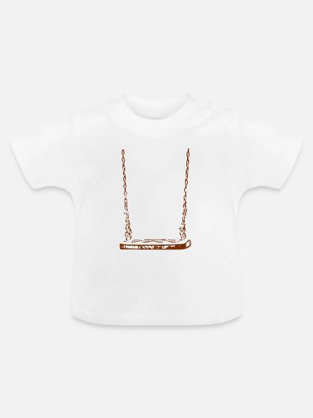 Rustikale Holzhängeschaukel - Baby Bio-T-Shirt mit Rundhals - Weiß