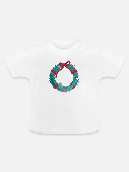 Weihnachtskranz - Baby Bio-T-Shirt mit Rundhals - Weiß