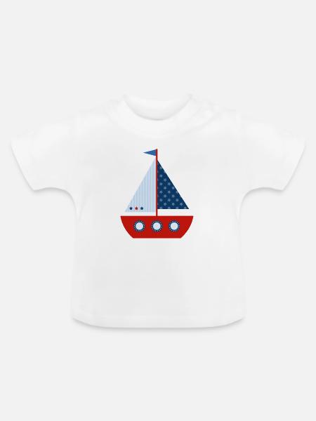 Segelboot - Baby Bio-T-Shirt mit Rundhals - Weiß
