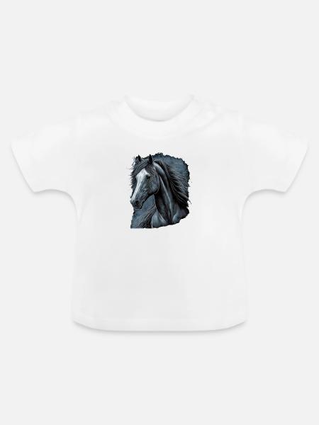 Pferd - Baby Bio-T-Shirt mit Rundhals - Weiß