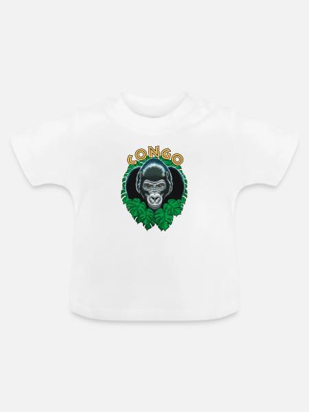 Kongo-Gorilla - Baby Bio-T-Shirt mit Rundhals - Weiß