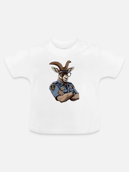 Polizei Steinbock - Baby Bio-T-Shirt mit Rundhals - Weiß
