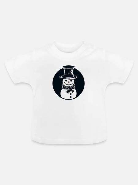 Zylinder Schneemann - Baby Bio-T-Shirt mit Rundhals - Weiß