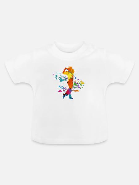 Golfspieler mit Abschlag - Baby Bio-T-Shirt mit Rundhals - Weiß