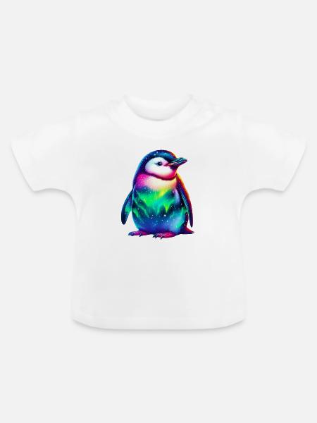 Aurora Borealis Pinguin - Baby Bio-T-Shirt mit Rundhals - Weiß