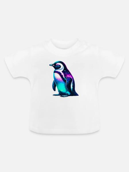 Aurora Borealis Pinguin - Baby Bio-T-Shirt mit Rundhals - Weiß