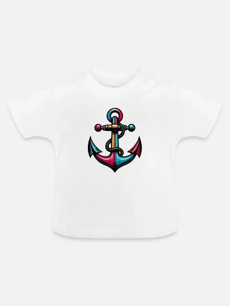 Ein Anker - Baby Bio-T-Shirt mit Rundhals - Weiß