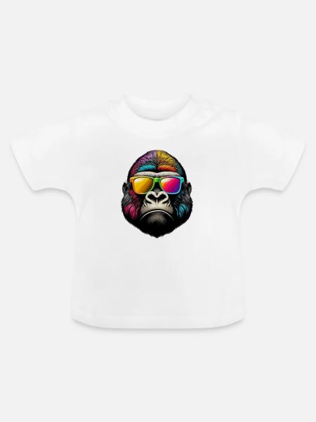 Gorillas mit Sonnenbrille - Baby Bio-T-Shirt mit Rundhals - Weiß