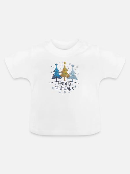 Happy Holidays - Baby Bio-T-Shirt mit Rundhals - Weiß